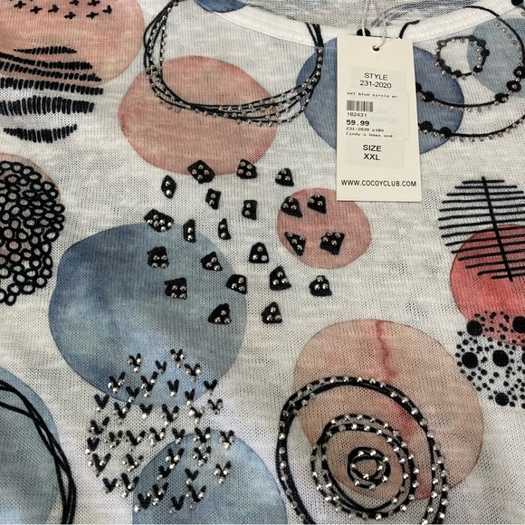 Coco Y Club Size XXL Multi Color Short Sleeve Top NWT - Picture 4 of 7